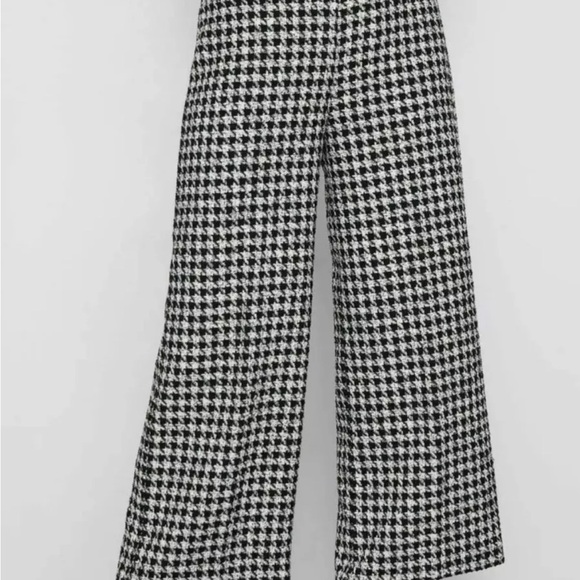 Zara Houndstooth Ankle/ Wide LegSweater Pants Size Small - Picture 6 of 15